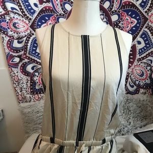 Striped Midi A-line dress with open back